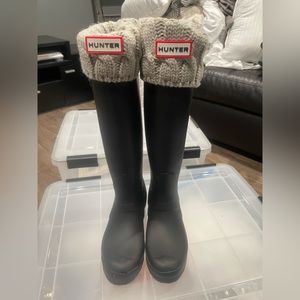 Women’s Hunter Rain Boots Tall Matte Black Sz 5